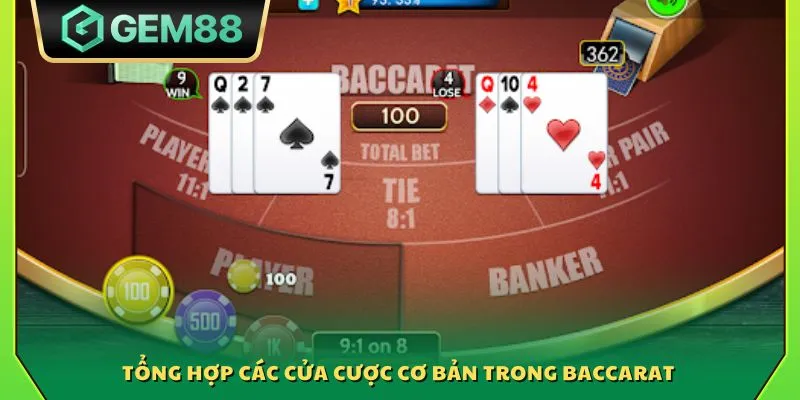 Tổng hợp các cửa cược cơ bản trong Baccarat